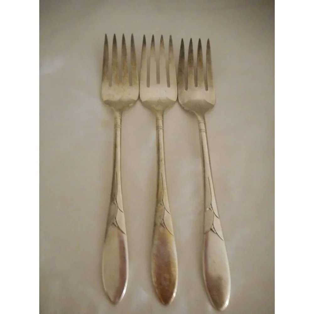4 Oneida 1932 Lady Hamilton French salad forks Art Deco Community Silver Plate